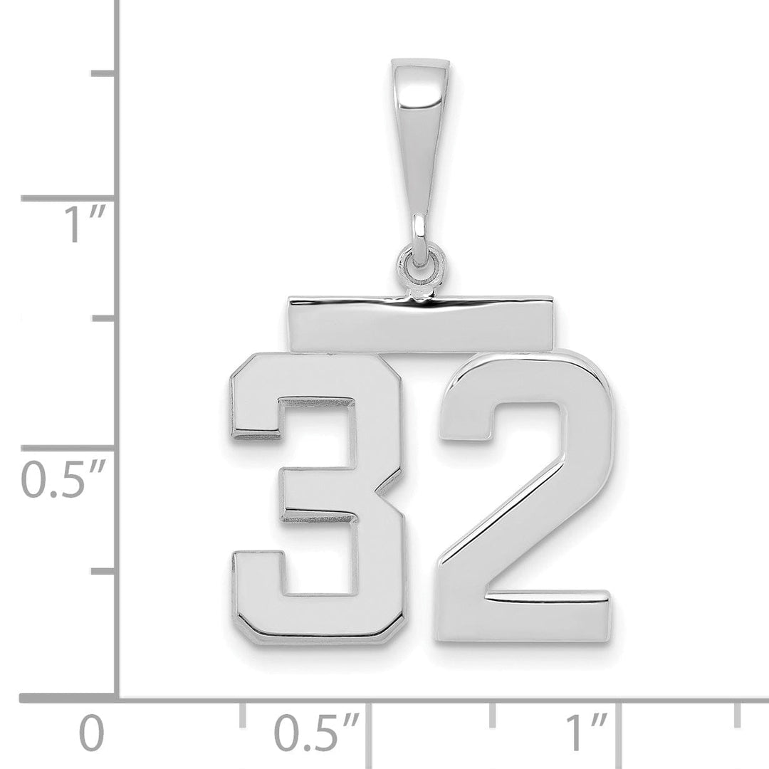 Lovely Rita's Pendants & Charms 14k White Gold Polished Finish Medium Size Number 32 Charm Pendant