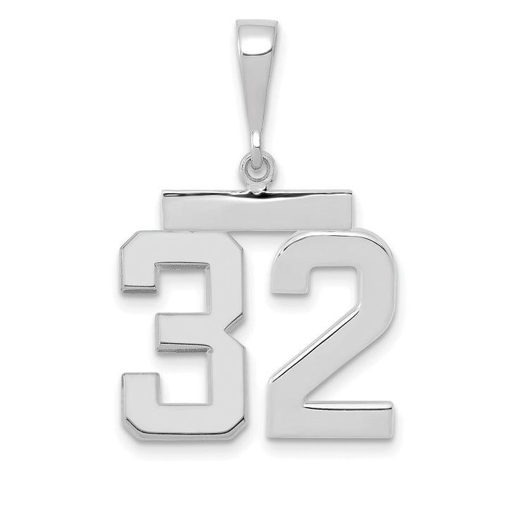 Lovely Rita's Pendants & Charms 14k White Gold Polished Finish Medium Size Number 32 Charm Pendant