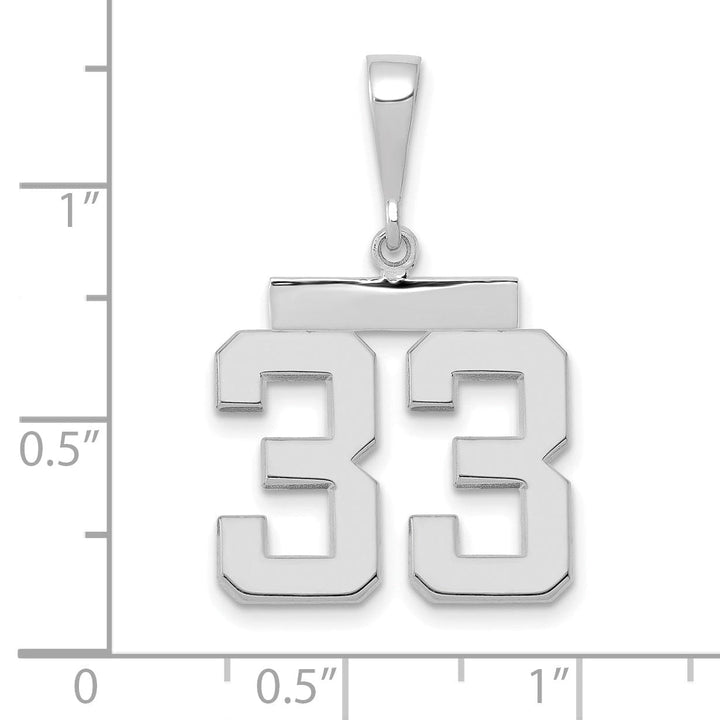 Lovely Rita's Pendants & Charms 14k White Gold Polished Finish Medium Size Number 33 Charm Pendant