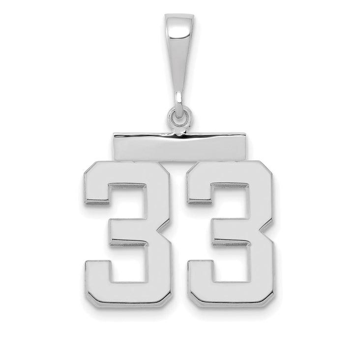 Lovely Rita's Pendants & Charms 14k White Gold Polished Finish Medium Size Number 33 Charm Pendant