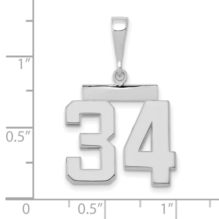 Lovely Rita's Pendants & Charms 14k White Gold Polished Finish Medium Size Number 34 Charm Pendant