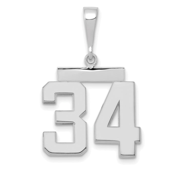Lovely Rita's Pendants & Charms 14k White Gold Polished Finish Medium Size Number 34 Charm Pendant