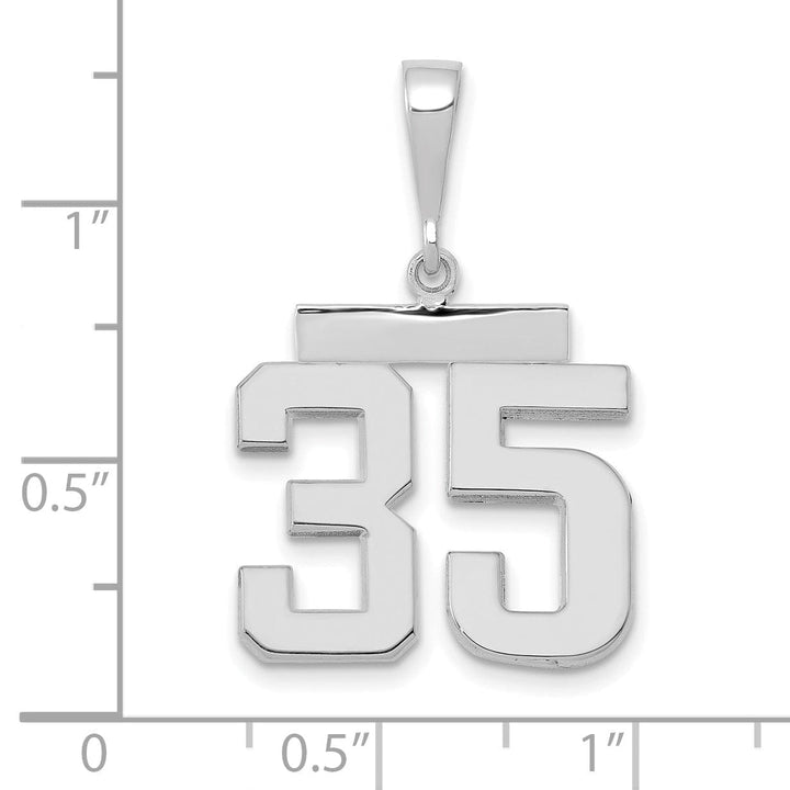 Lovely Rita's Pendants & Charms 14k White Gold Polished Finish Medium Size Number 35 Charm Pendant