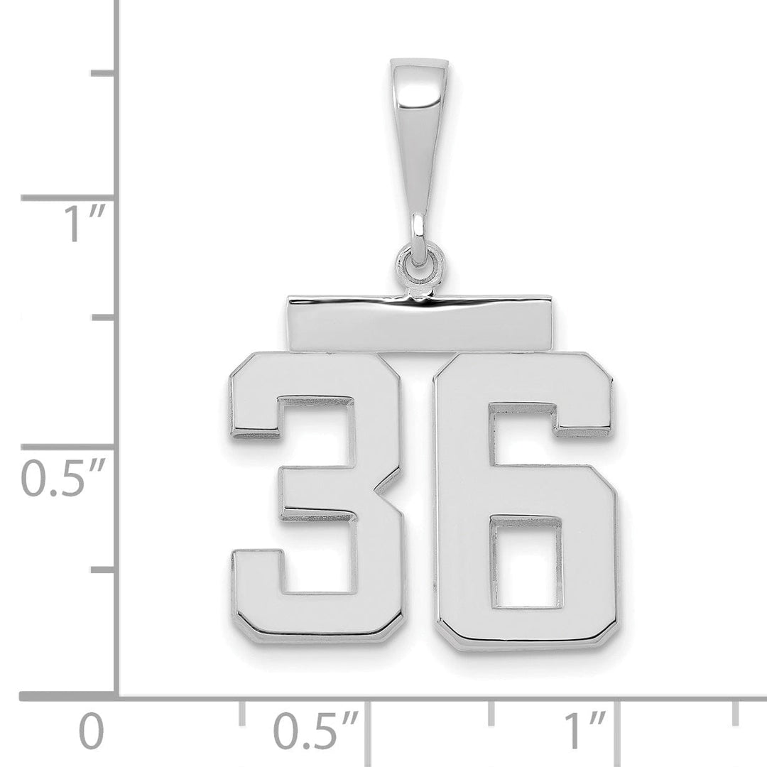 Lovely Rita's Pendants & Charms 14k White Gold Polished Finish Medium Size Number 36 Charm Pendant