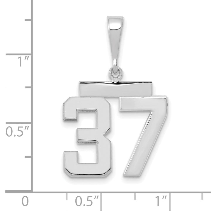 Lovely Rita's Pendants & Charms 14k White Gold Polished Finish Medium Size Number 37 Charm Pendant
