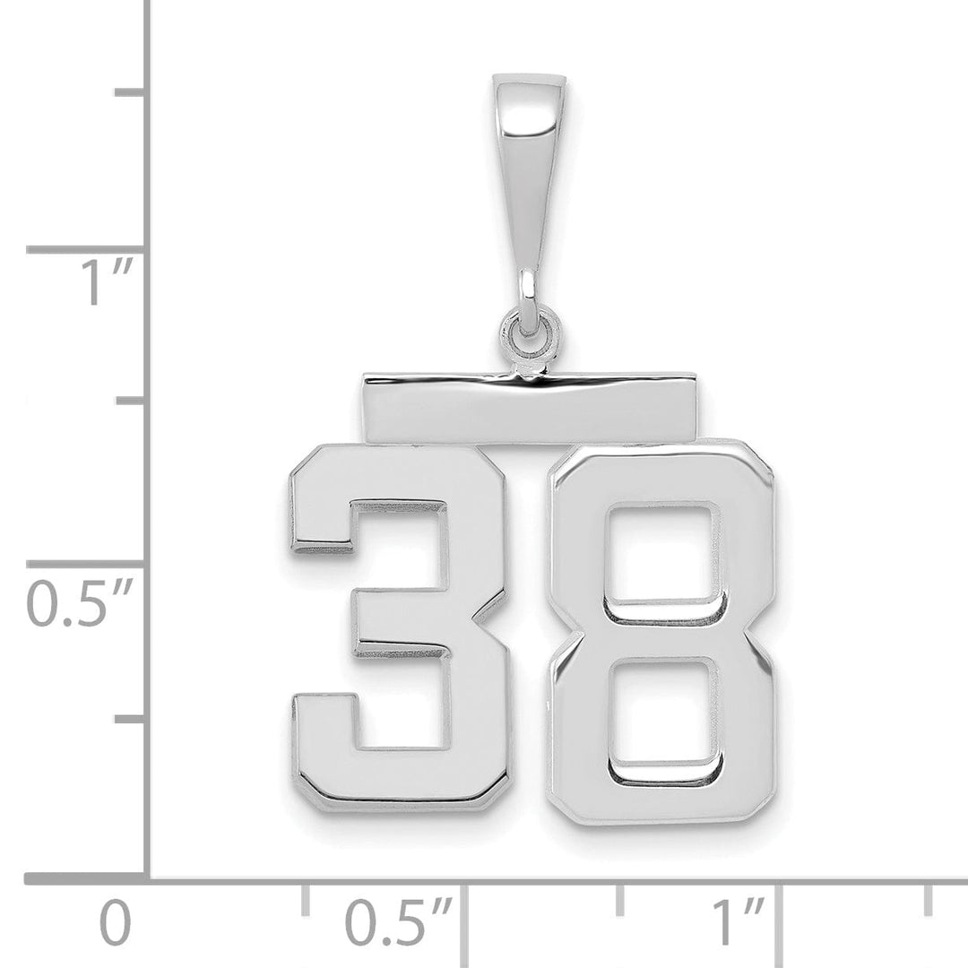 Lovely Rita's Pendants & Charms 14k White Gold Polished Finish Medium Size Number 38 Charm Pendant