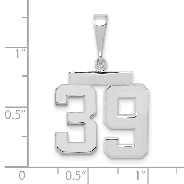 Lovely Rita's Pendants & Charms 14k White Gold Polished Finish Medium Size Number 39 Charm Pendant