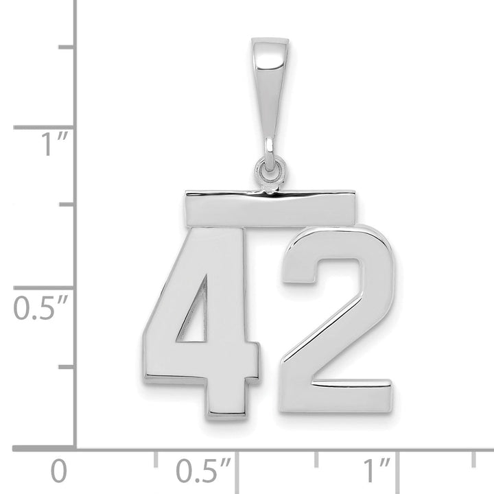 Lovely Rita's Pendants & Charms 14k White Gold Polished Finish Medium Size Number 42 Charm Pendant