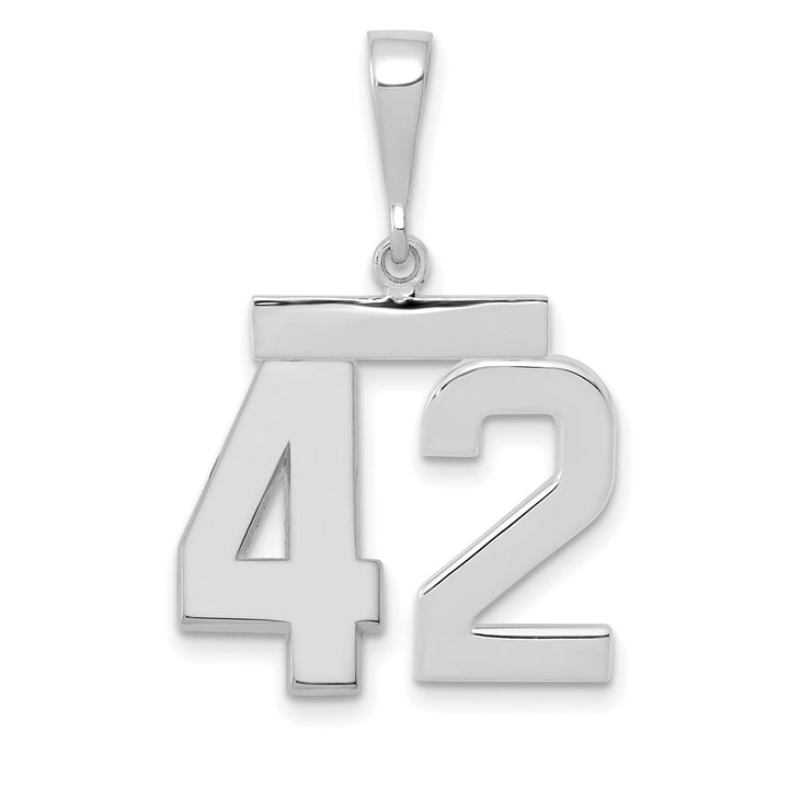 Lovely Rita's Pendants & Charms 14k White Gold Polished Finish Medium Size Number 42 Charm Pendant