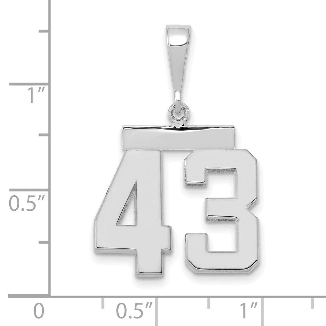 Lovely Rita's Pendants & Charms 14k White Gold Polished Finish Medium Size Number 43 Charm Pendant