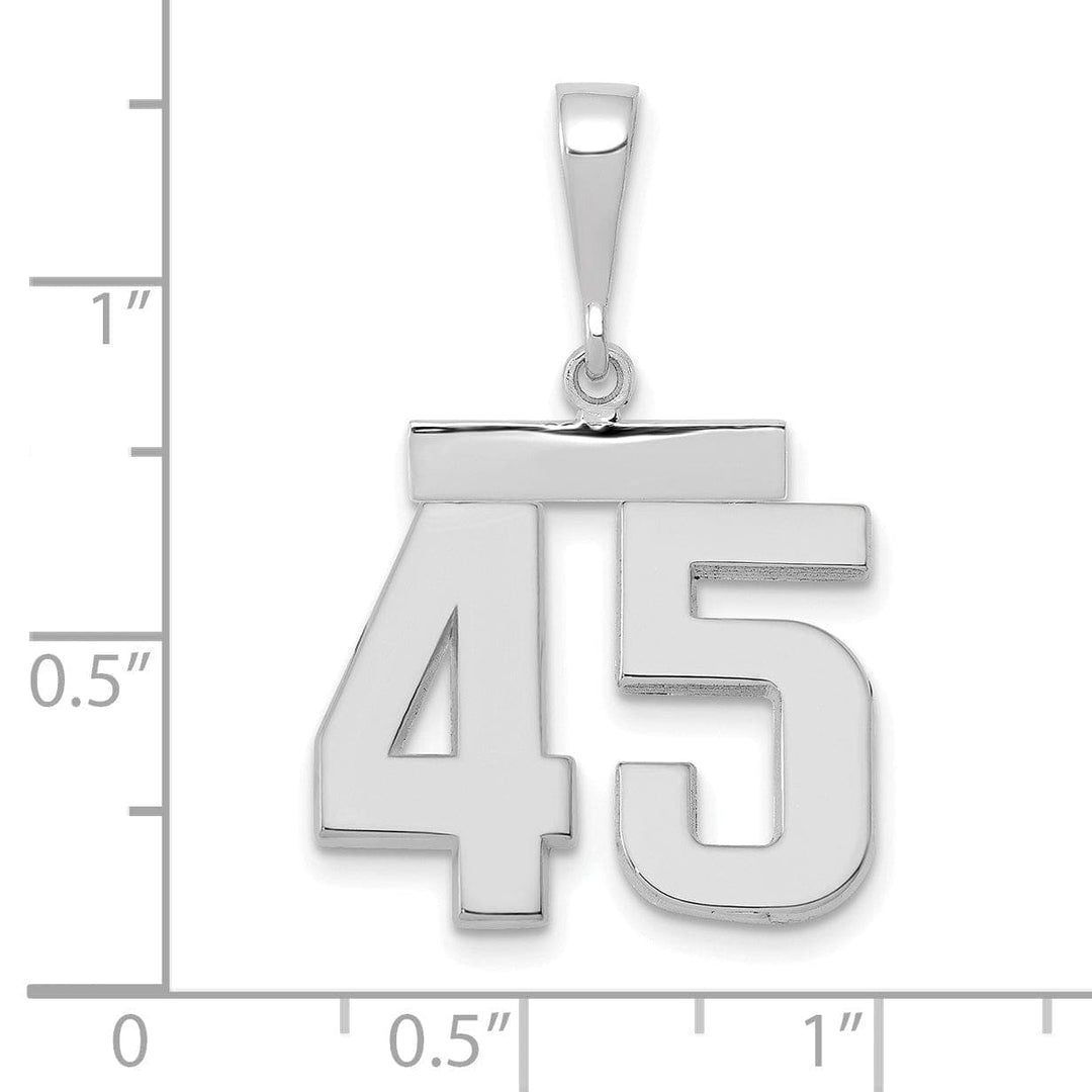 Lovely Rita's Pendants & Charms 14k White Gold Polished Finish Medium Size Number 45 Charm Pendant
