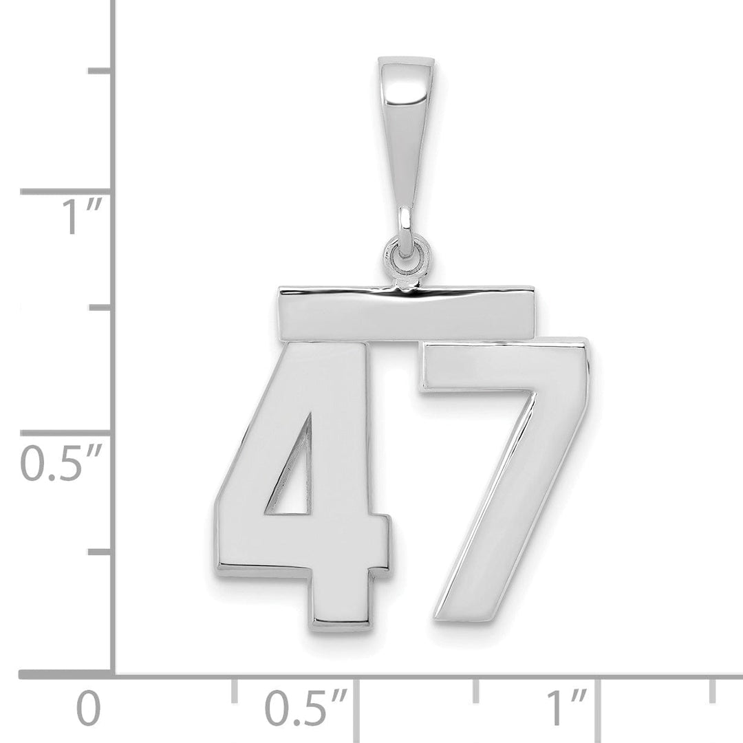 Lovely Rita's Pendants & Charms 14k White Gold Polished Finish Medium Size Number 47 Charm Pendant