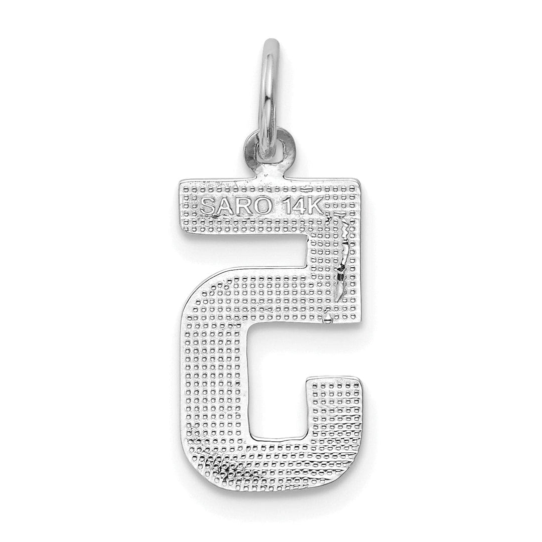 Lovely Rita's Pendants & Charms 14k White Gold Polished Finish Medium Size Number 5 Charm Pendant