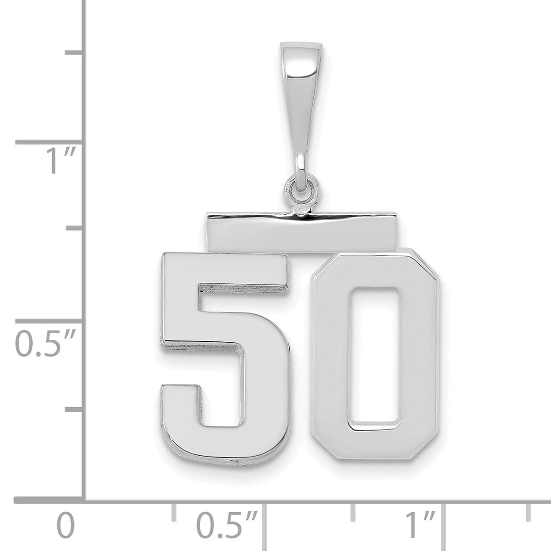 Lovely Rita's Pendants & Charms 14k White Gold Polished Finish Medium Size Number 50 Charm Pendant