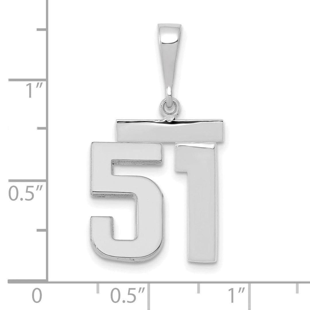 Lovely Rita's Pendants & Charms 14k White Gold Polished Finish Medium Size Number 51 Charm Pendant