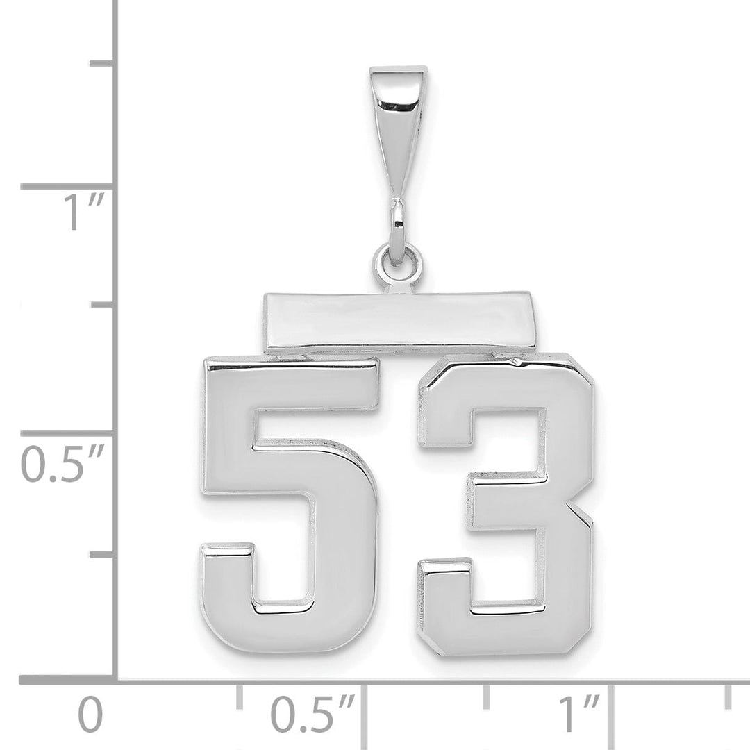 Lovely Rita's Pendants & Charms 14k White Gold Polished Finish Medium Size Number 53 Charm Pendant