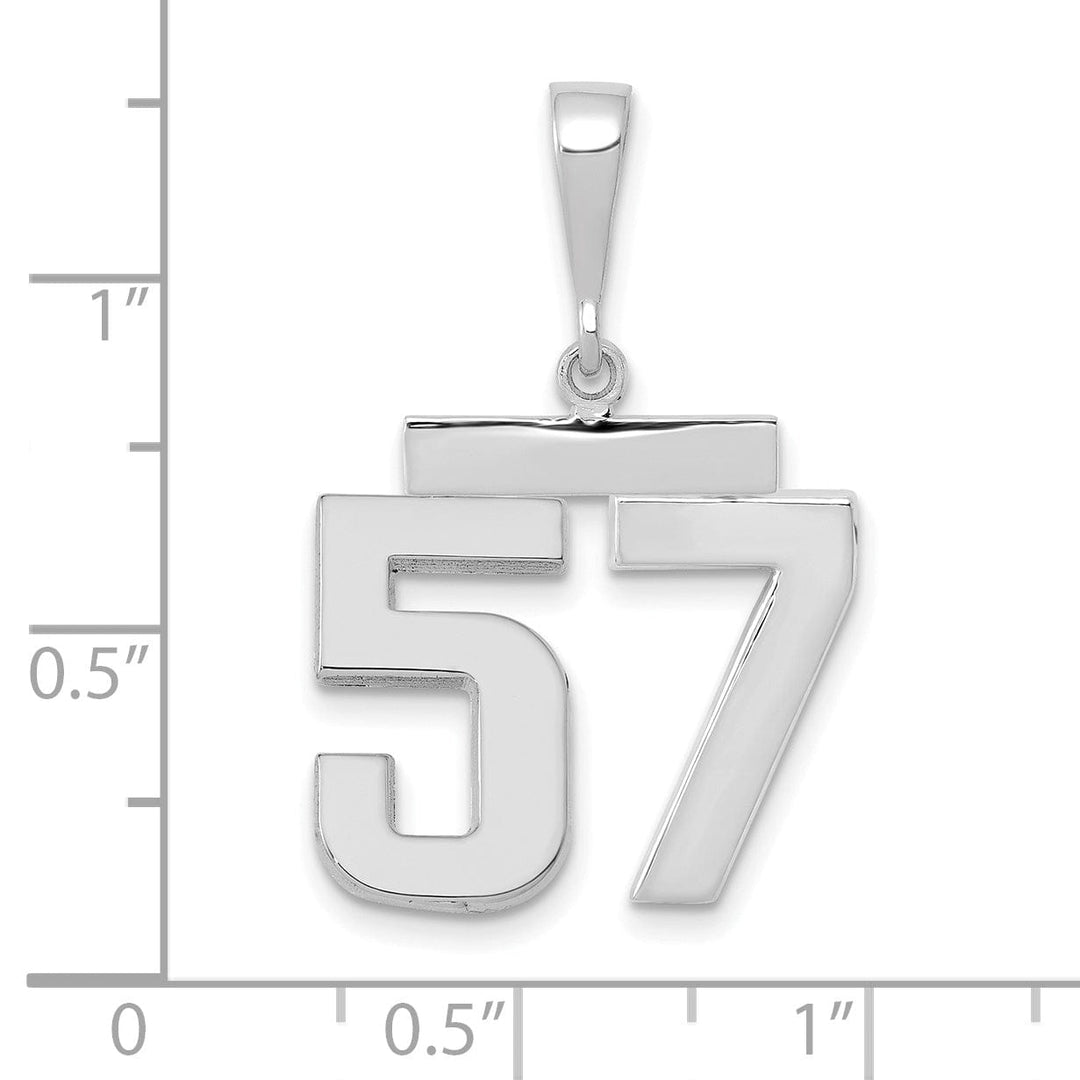 Lovely Rita's Pendants & Charms 14k White Gold Polished Finish Medium Size Number 57 Charm Pendant