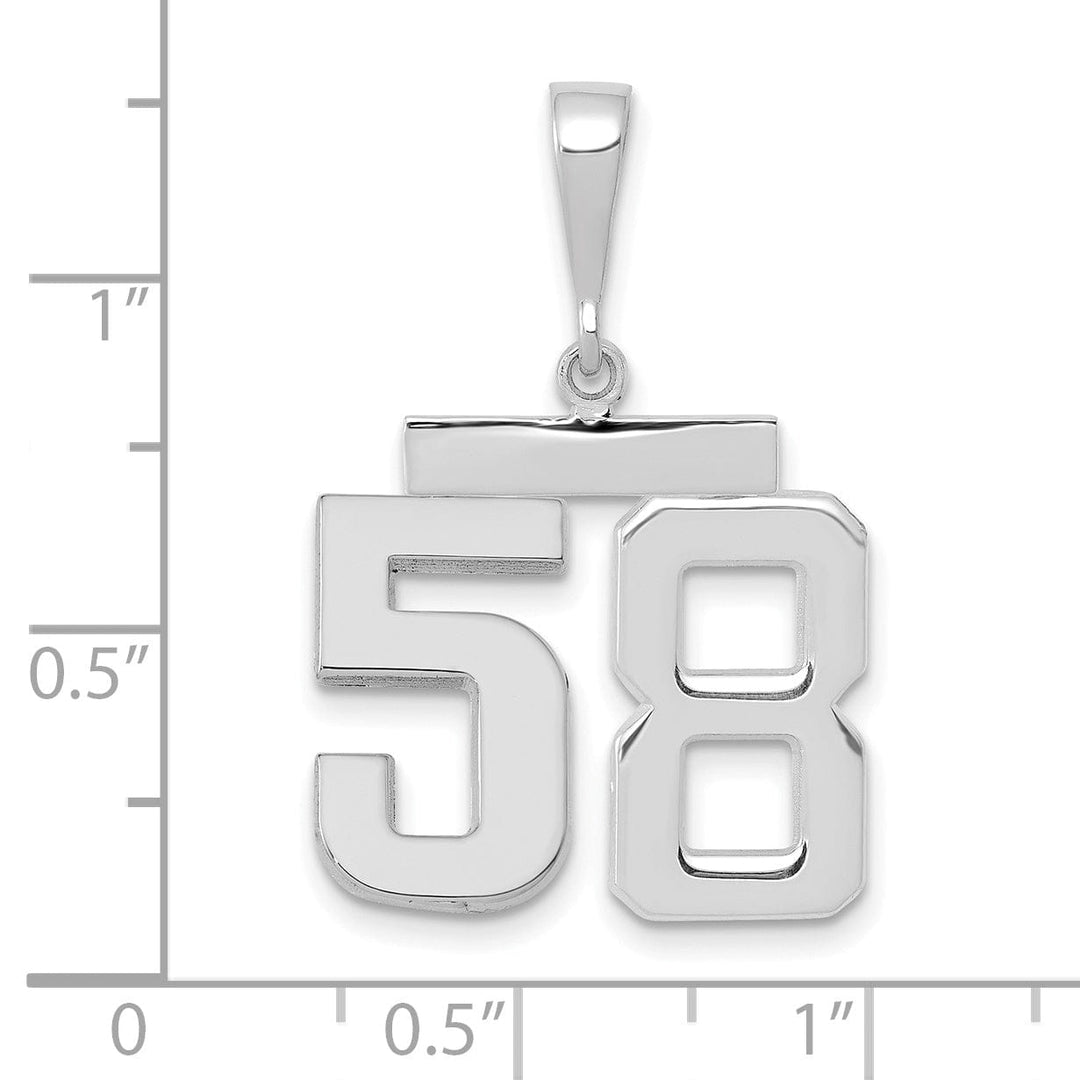 Lovely Rita's Pendants & Charms 14k White Gold Polished Finish Medium Size Number 58 Charm Pendant