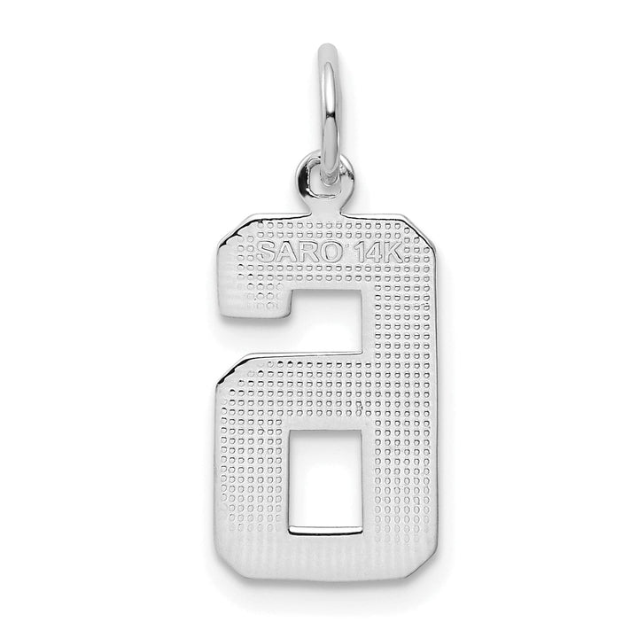 Lovely Rita's Pendants & Charms 14k White Gold Polished Finish Medium Size Number 6 Charm Pendant
