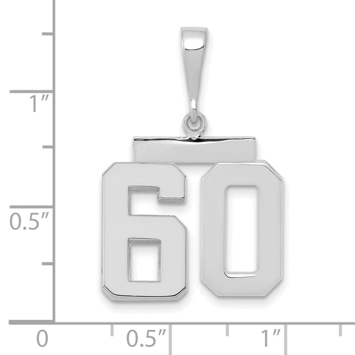 Lovely Rita's Pendants & Charms 14k White Gold Polished Finish Medium Size Number 60 Charm Pendant