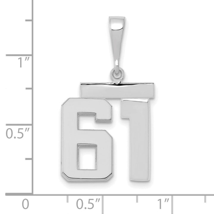 Lovely Rita's Pendants & Charms 14k White Gold Polished Finish Medium Size Number 61 Charm Pendant