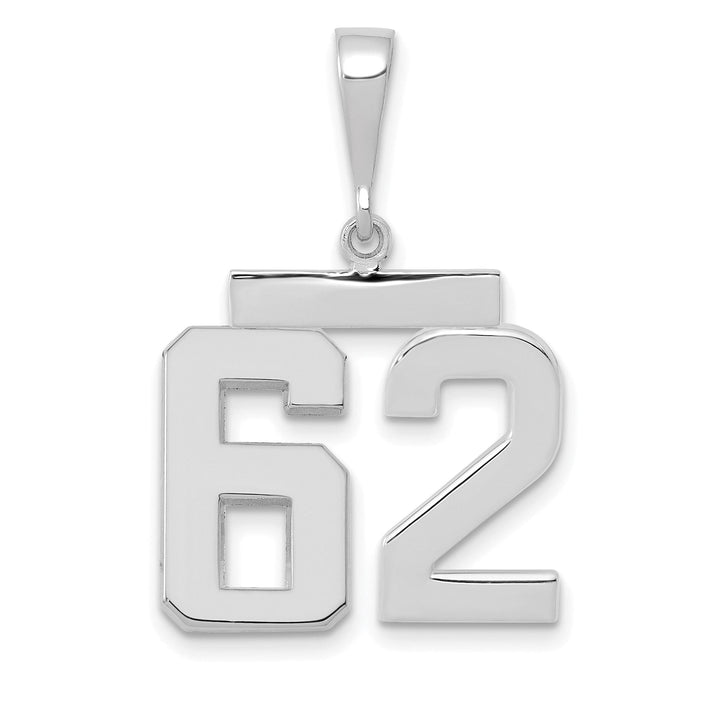 Lovely Rita's Pendants & Charms 14k White Gold Polished Finish Medium Size Number 62 Charm Pendant