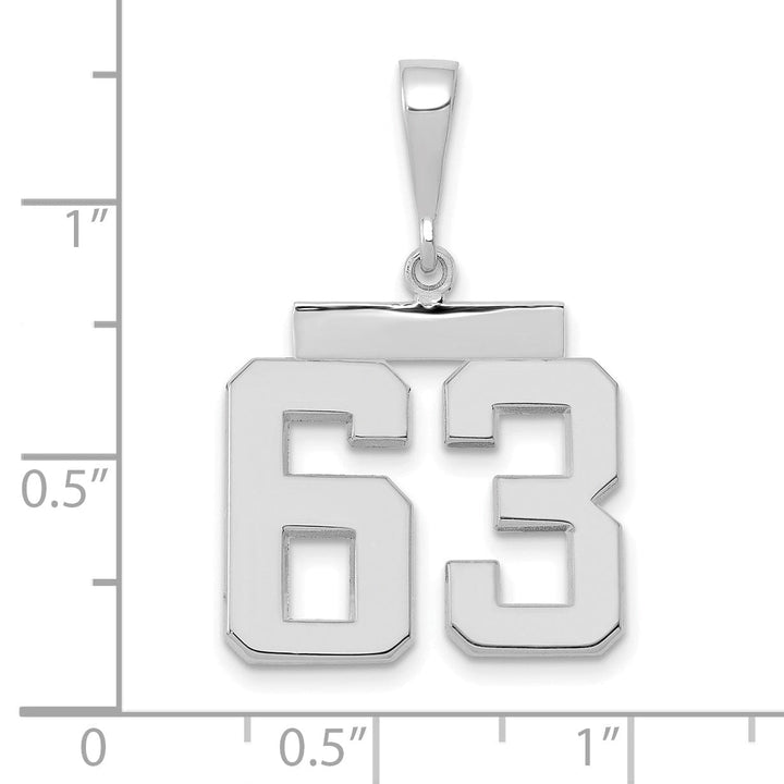 Lovely Rita's Pendants & Charms 14k White Gold Polished Finish Medium Size Number 63 Charm Pendant