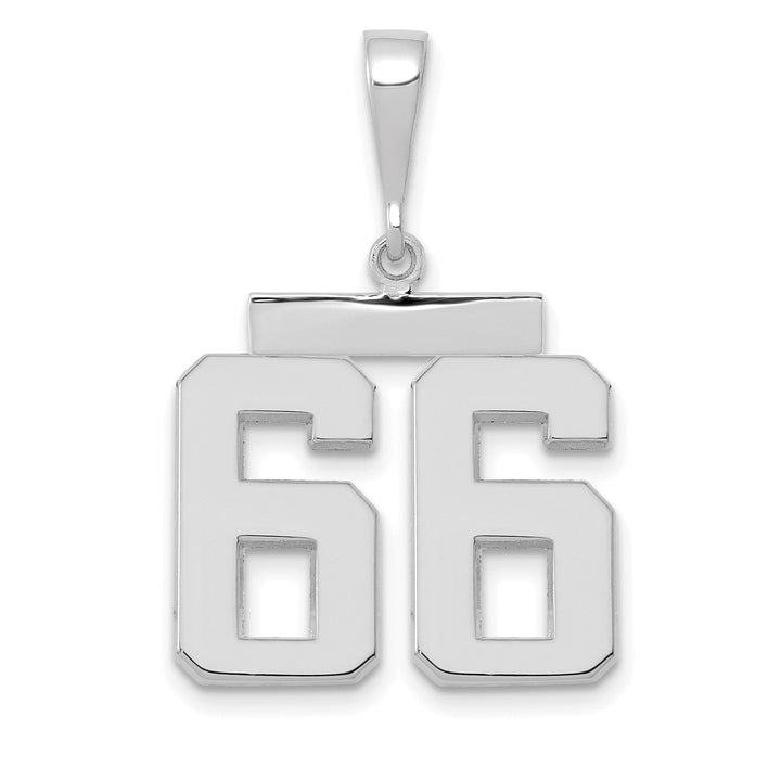 Lovely Rita's Pendants & Charms 14k White Gold Polished Finish Medium Size Number 66 Charm Pendant