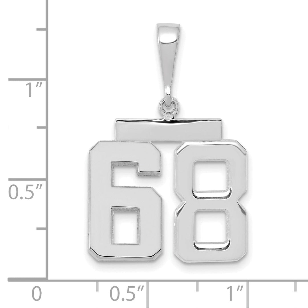 Lovely Rita's Pendants & Charms 14k White Gold Polished Finish Medium Size Number 68 Charm Pendant