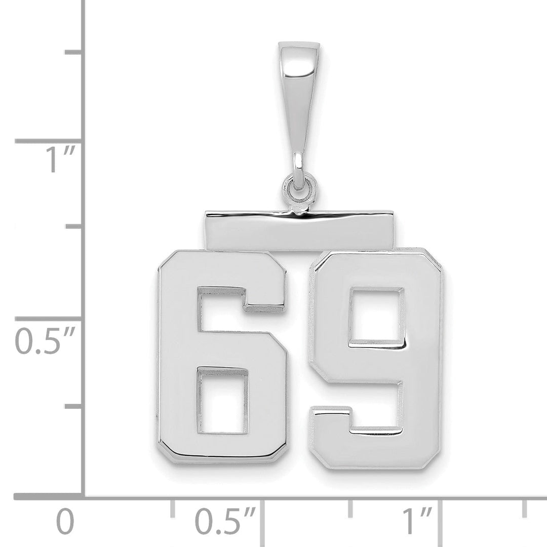 Lovely Rita's Pendants & Charms 14k White Gold Polished Finish Medium Size Number 69 Charm Pendant