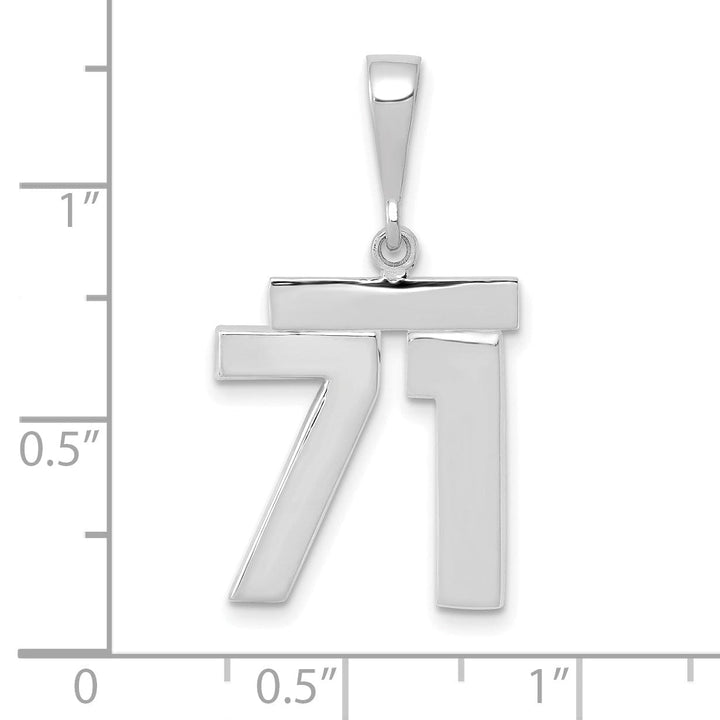 Lovely Rita's Pendants & Charms 14k White Gold Polished Finish Medium Size Number 71 Charm Pendant