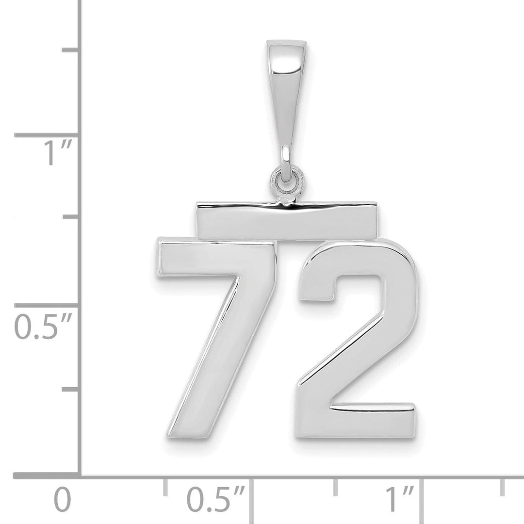 Lovely Rita's Pendants & Charms 14k White Gold Polished Finish Medium Size Number 72 Charm Pendant