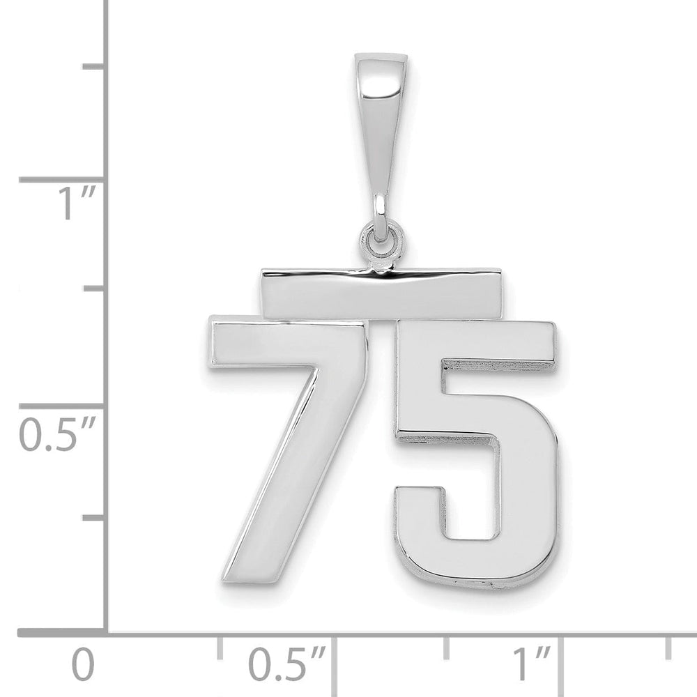 Lovely Rita's Pendants & Charms 14k White Gold Polished Finish Medium Size Number 75 Charm Pendant