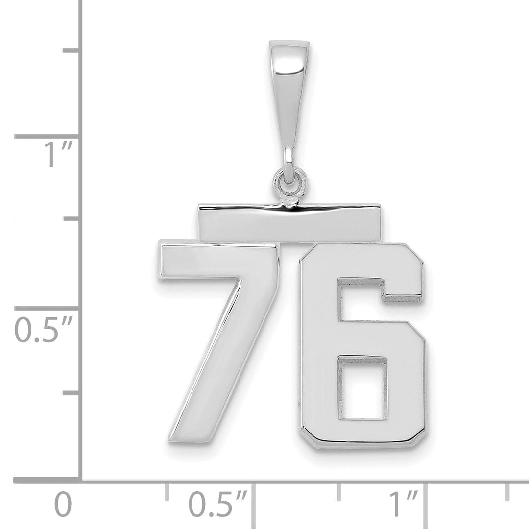 Lovely Rita's Pendants & Charms 14k White Gold Polished Finish Medium Size Number 76 Charm Pendant