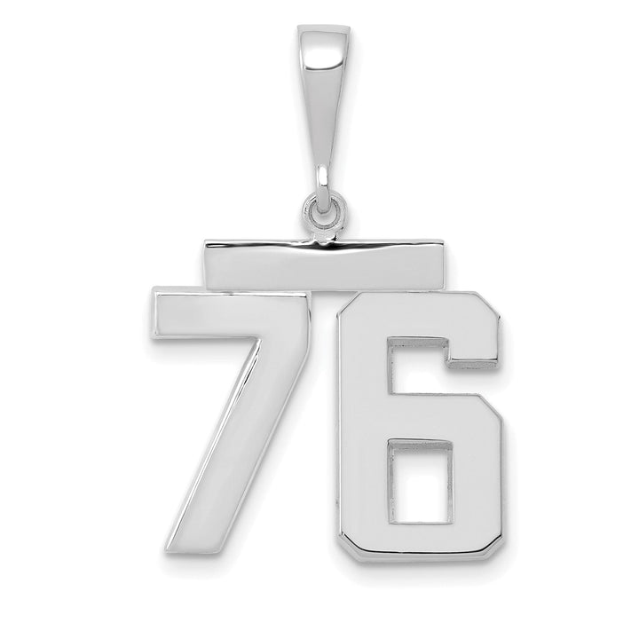 Lovely Rita's Pendants & Charms 14k White Gold Polished Finish Medium Size Number 76 Charm Pendant