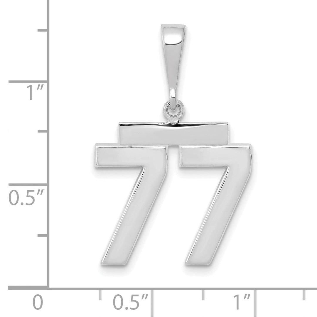 Lovely Rita's Pendants & Charms 14k White Gold Polished Finish Medium Size Number 77 Charm Pendant