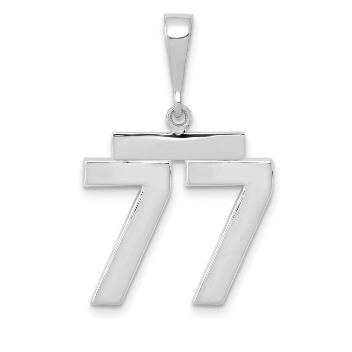 Lovely Rita's Pendants & Charms 14k White Gold Polished Finish Medium Size Number 77 Charm Pendant