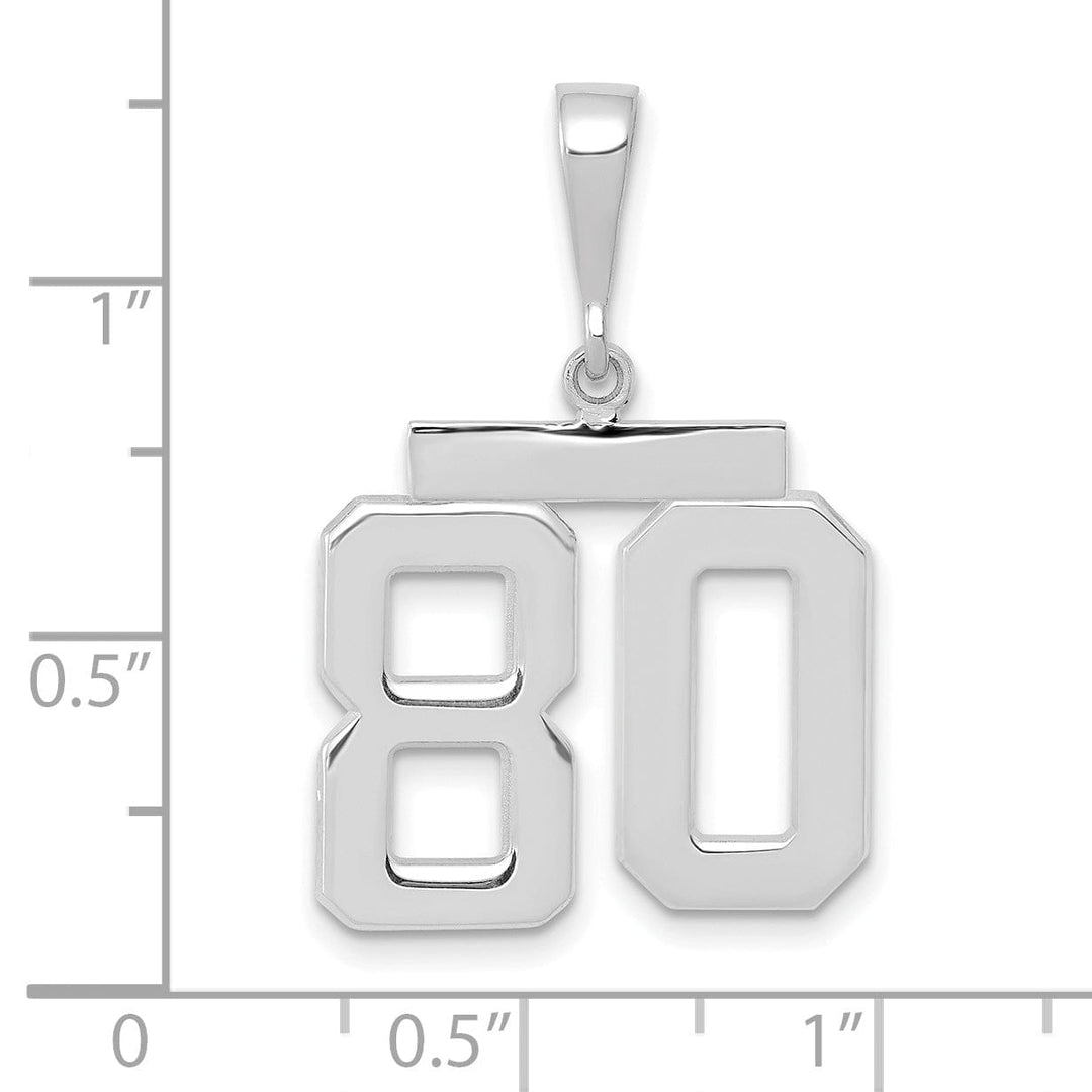 Lovely Rita's Pendants & Charms 14k White Gold Polished Finish Medium Size Number 80 Charm Pendant