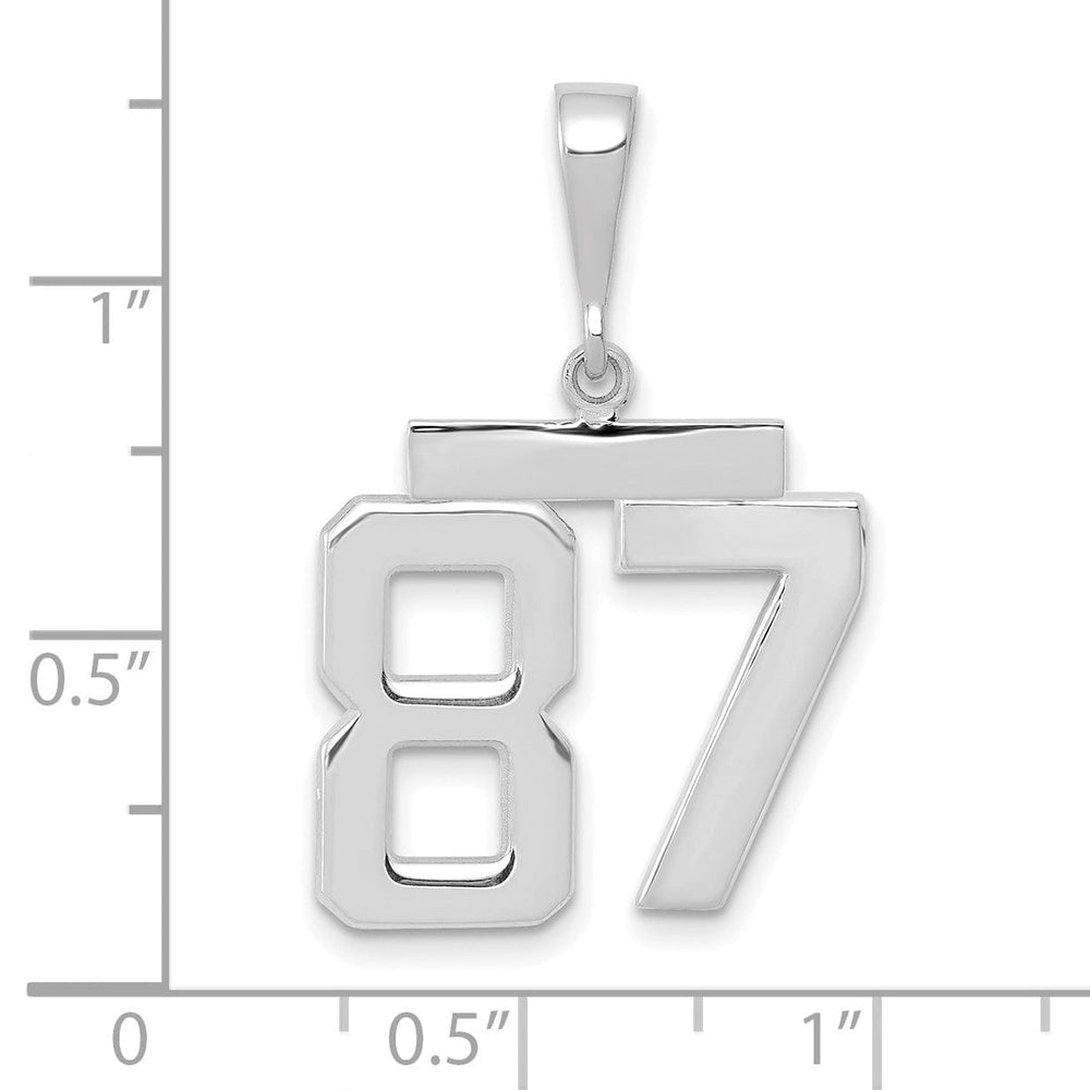 Lovely Rita's Pendants & Charms 14k White Gold Polished Finish Medium Size Number 87 Charm Pendant