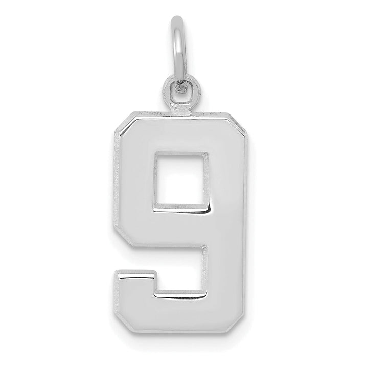 Lovely Rita's Pendants & Charms 14k White Gold Polished Finish Medium Size Number 9 Charm Pendant