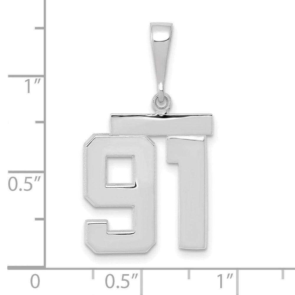 Lovely Rita's Pendants & Charms 14k White Gold Polished Finish Medium Size Number 91 Charm Pendant