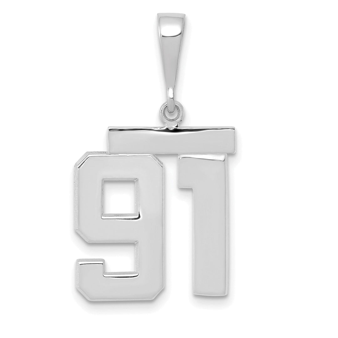 Lovely Rita's Pendants & Charms 14k White Gold Polished Finish Medium Size Number 91 Charm Pendant