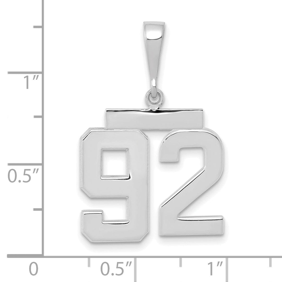 Lovely Rita's Pendants & Charms 14k White Gold Polished Finish Medium Size Number 92 Charm Pendant