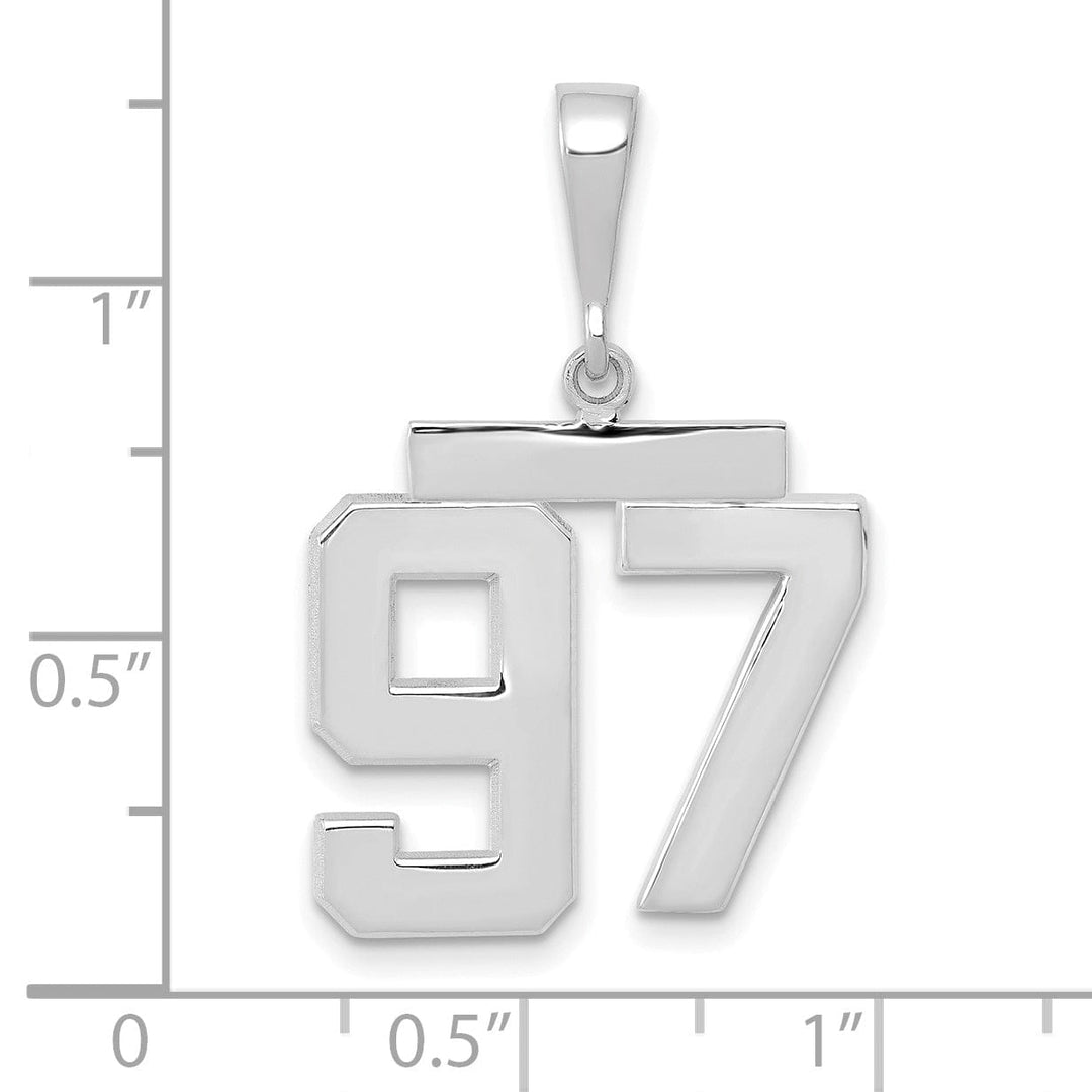 Lovely Rita's Pendants & Charms 14k White Gold Polished Finish Medium Size Number 97 Charm Pendant