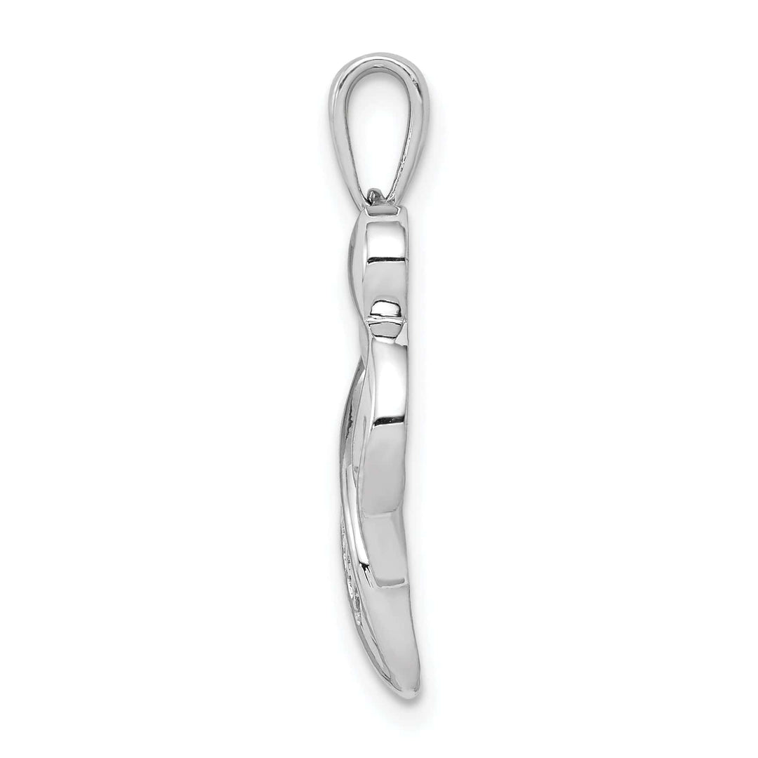 Lovely Rita's Pendants & Charms 14k White Gold Polished Finish Open Back 0.018-CT Diamond MOM Heart Design Charm Pendant