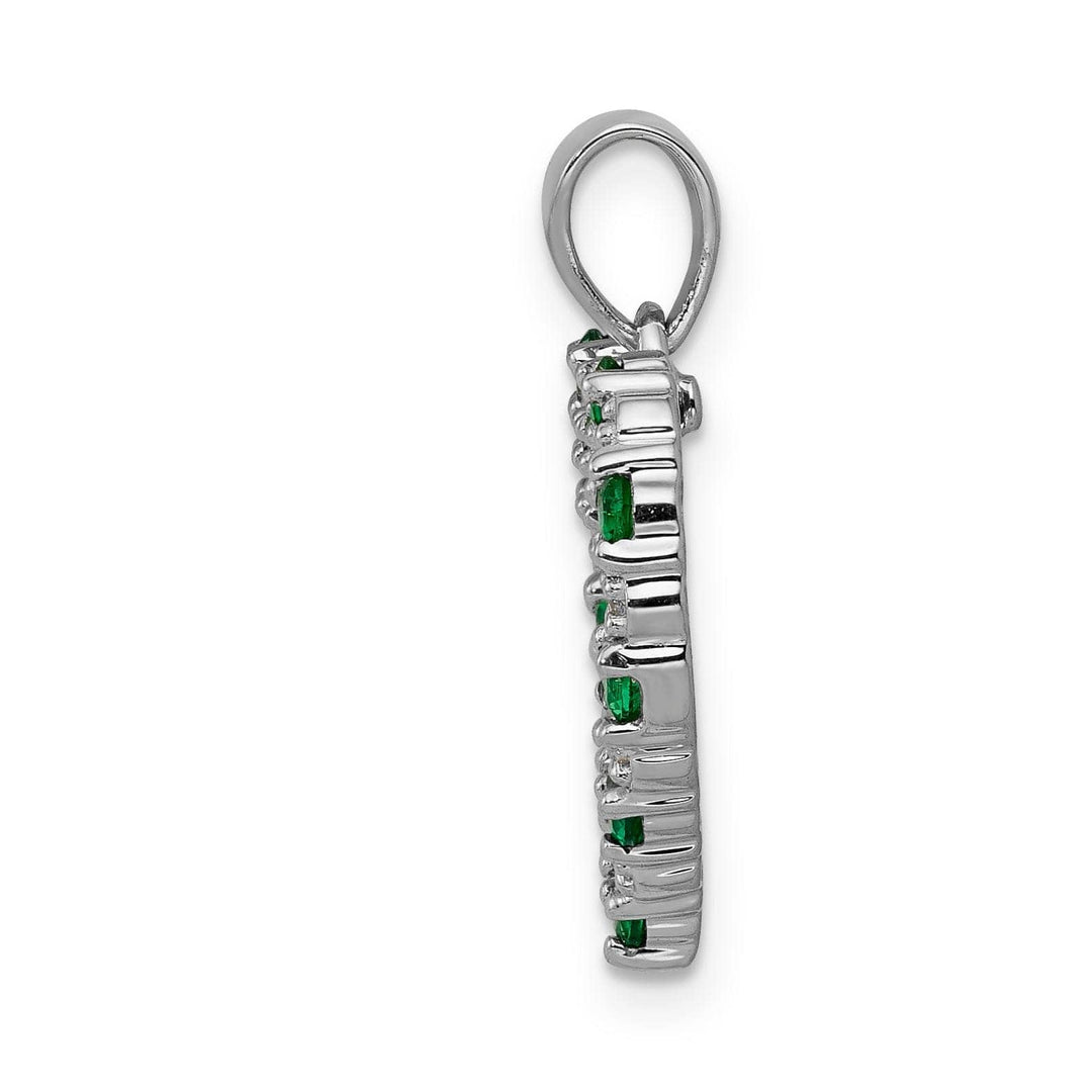 Lovely Rita's Pendants & Charms 14k White Gold Polished Finish Open Back 0.03-CT Diamond & 0.32-CT Emerald Stones Heart Design Charm Pendant