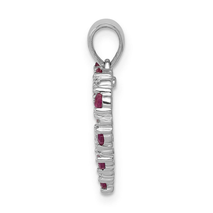Lovely Rita's Pendants & Charms 14k White Gold Polished Finish Open Back 0.03-CT Diamond & 0.39-CT Ruby Heart Shape Design Charm Pendant