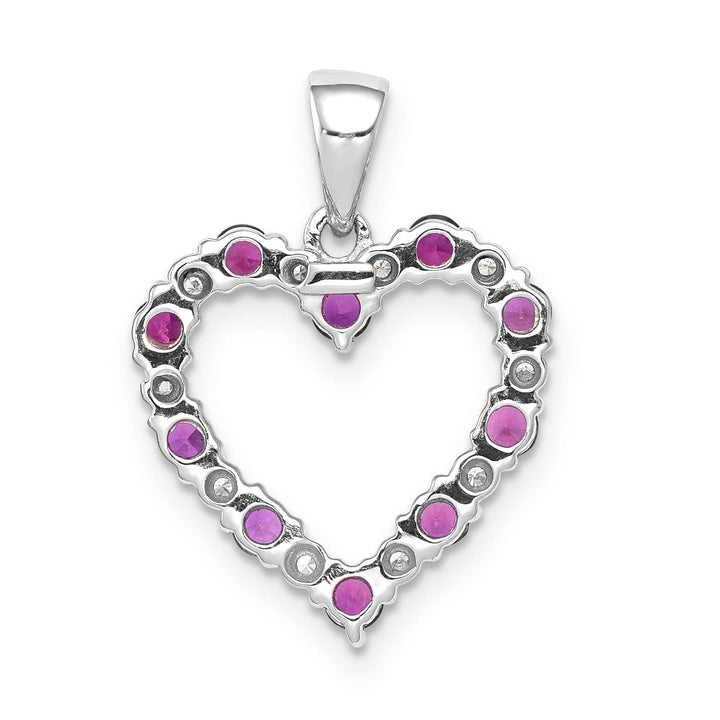 Lovely Rita's Pendants & Charms 14k White Gold Polished Finish Open Back 0.03-CT Diamond & 0.39-CT Ruby Heart Shape Design Charm Pendant