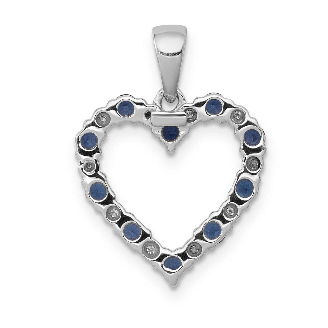 Lovely Rita's Pendants & Charms 14k White Gold Polished Finish Open Back 0.03-CT Diamond & 0.41-CT Sapphire Heart Shape Design Charm Pendant
