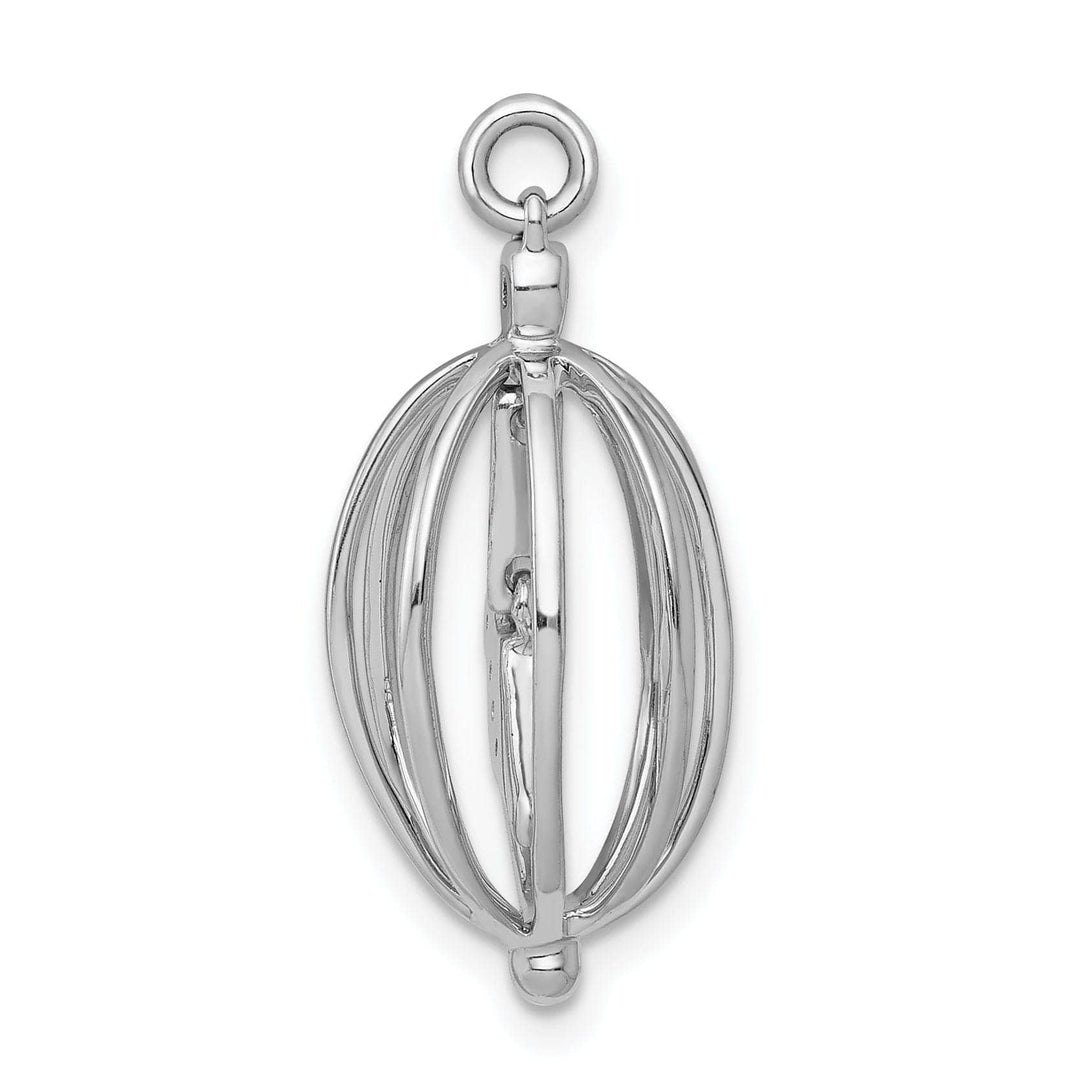 Lovely Rita's Pendants & Charms 14k White Gold Polished Finish Open Back 0.032CT Diamond 3-Dimensional Bird in Cage Design Charm Pendant